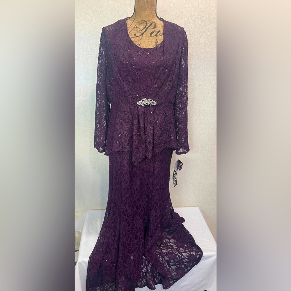 Ursula of Switzerland Raisin Color Lace Jacket and Long Dress